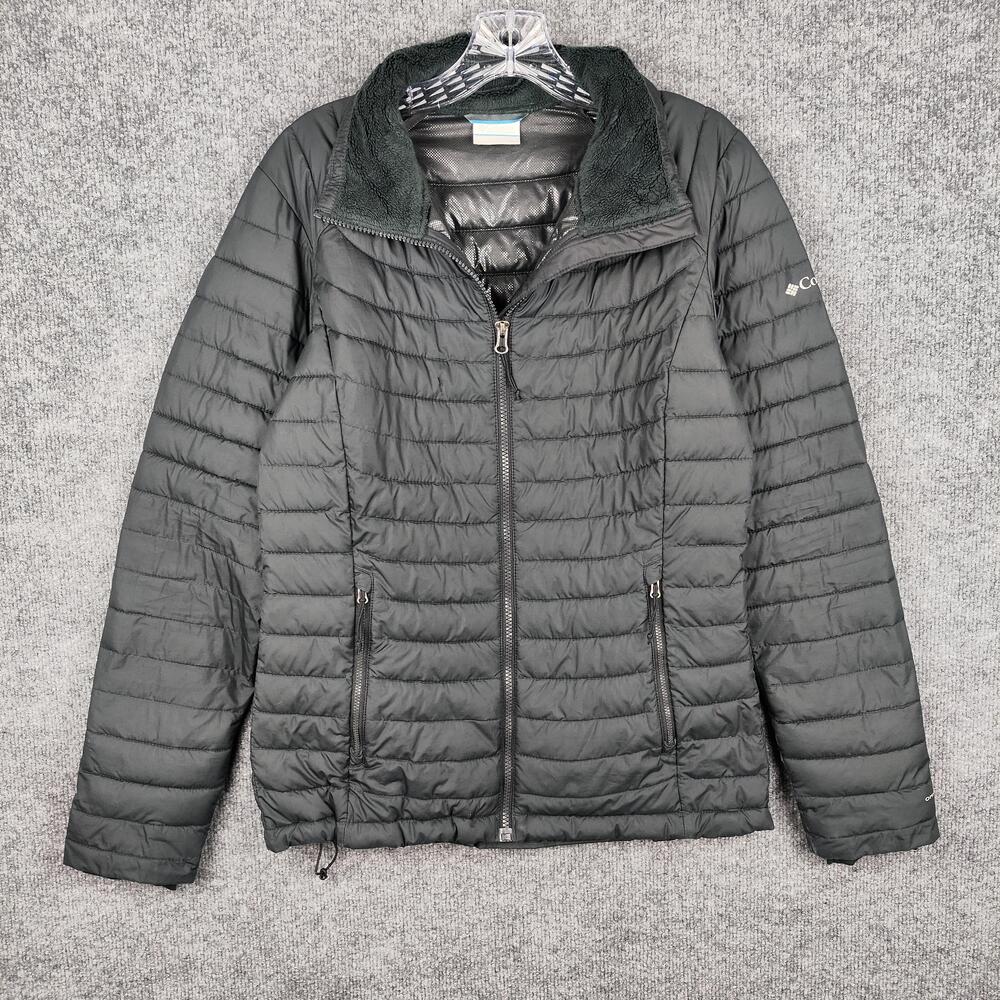 Columbia Jacket Womens Small Gray Omni-Heat Puffer Zip Pockets Lightweight Warm